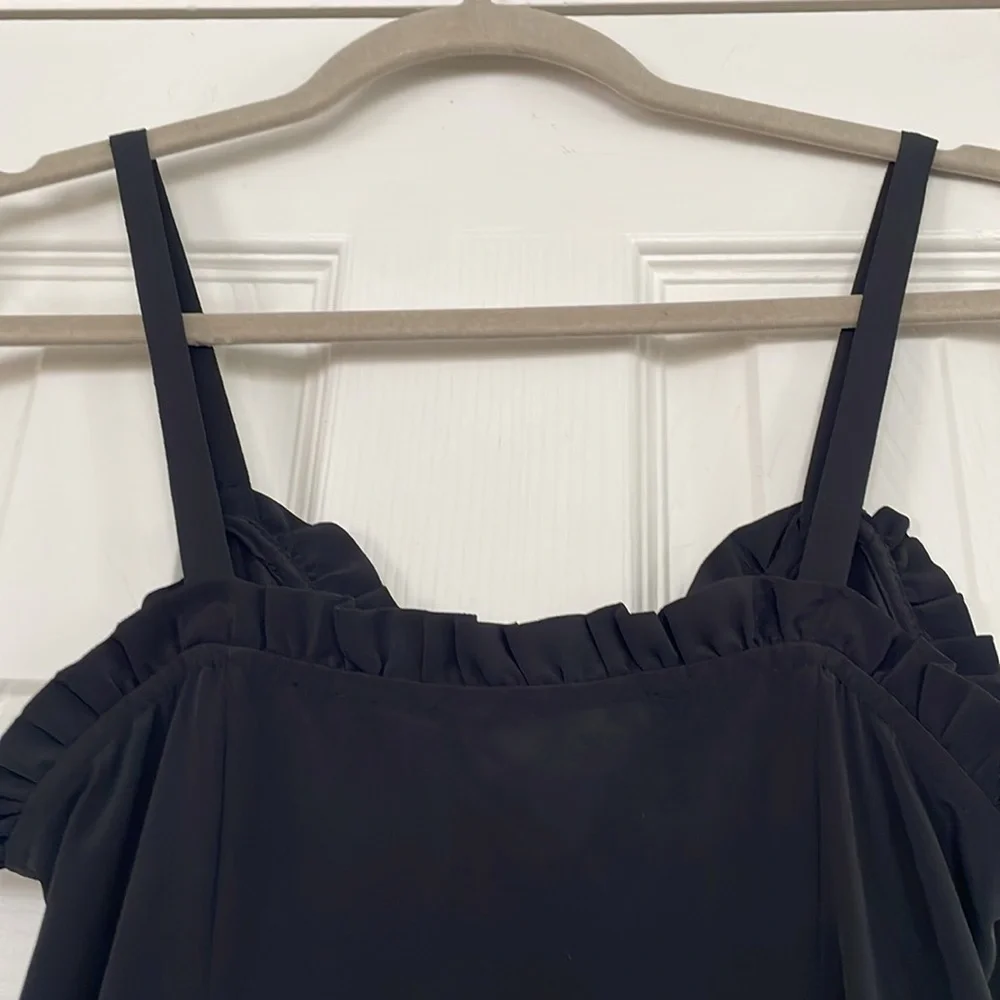 TOPSHOP Black Ruffle Button Down Slipdress Trim Midi Slip Dress! - Picture 8 of 9
